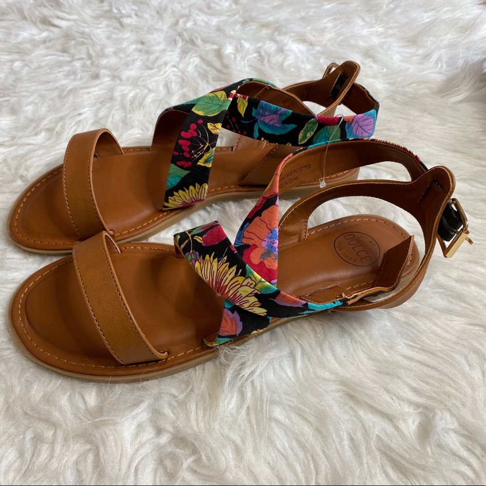 Dolce Mojo Moxy Floral Strap Sandals Cognac 9 - Picture 8 of 16